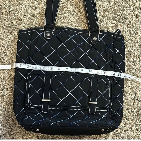 Vera Bradley Black Quilted Tote Bag with Geometric Stitching - Picture 9 of 10